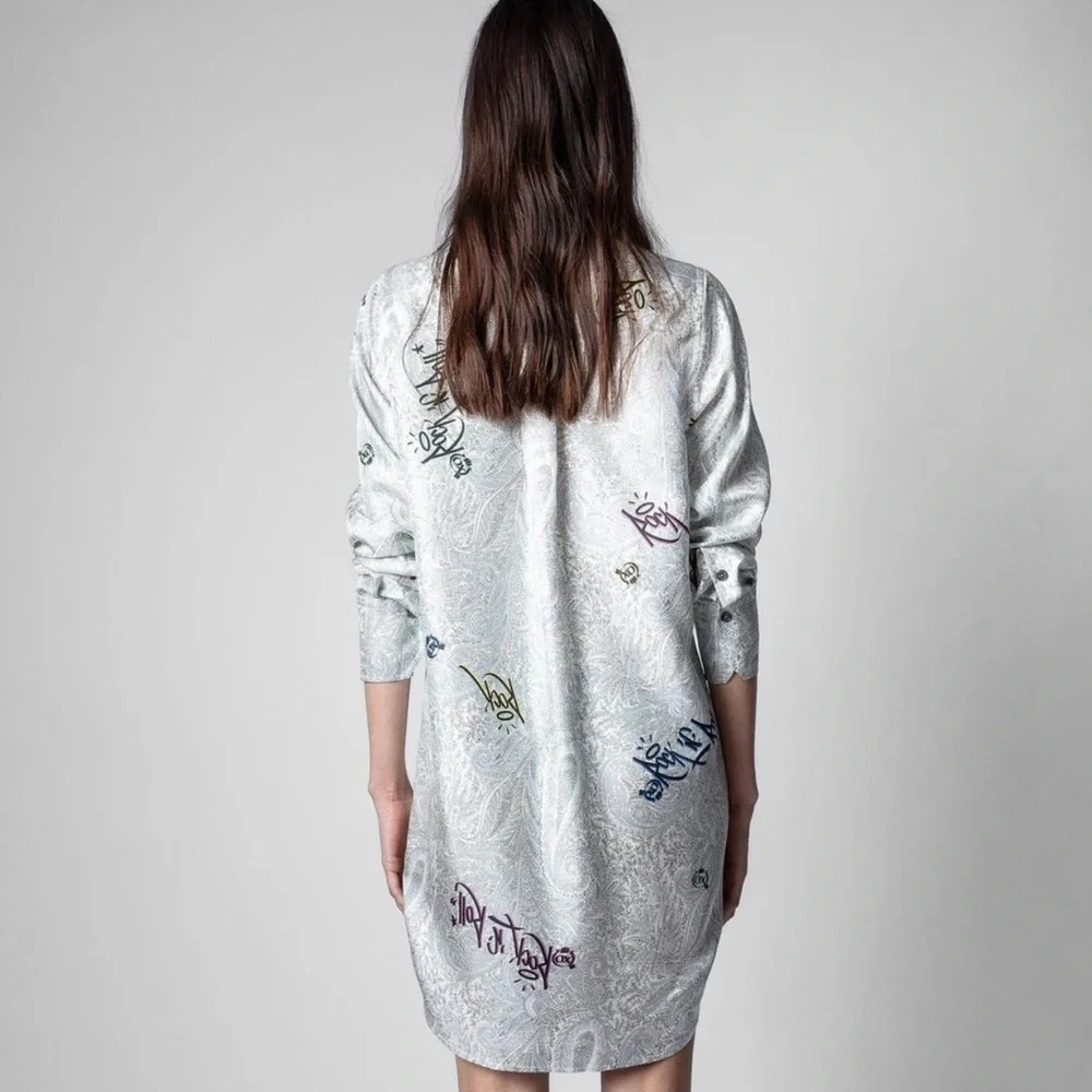 Zadig & Voltaire Rais Paisley Jormi Dress Tunic Shirt Top Small - Picture 4 of 9